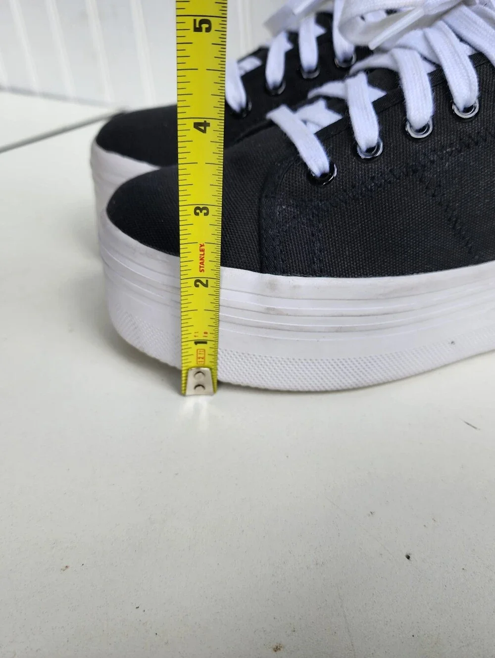 JEFFREY CAMPBELL Shoes Black White Canvas Platform Sneakers EPlay UK9 US 11